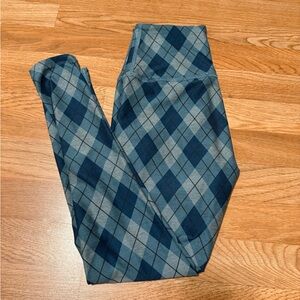 Beyond Yoga Blue and Gray Argyle Leggings